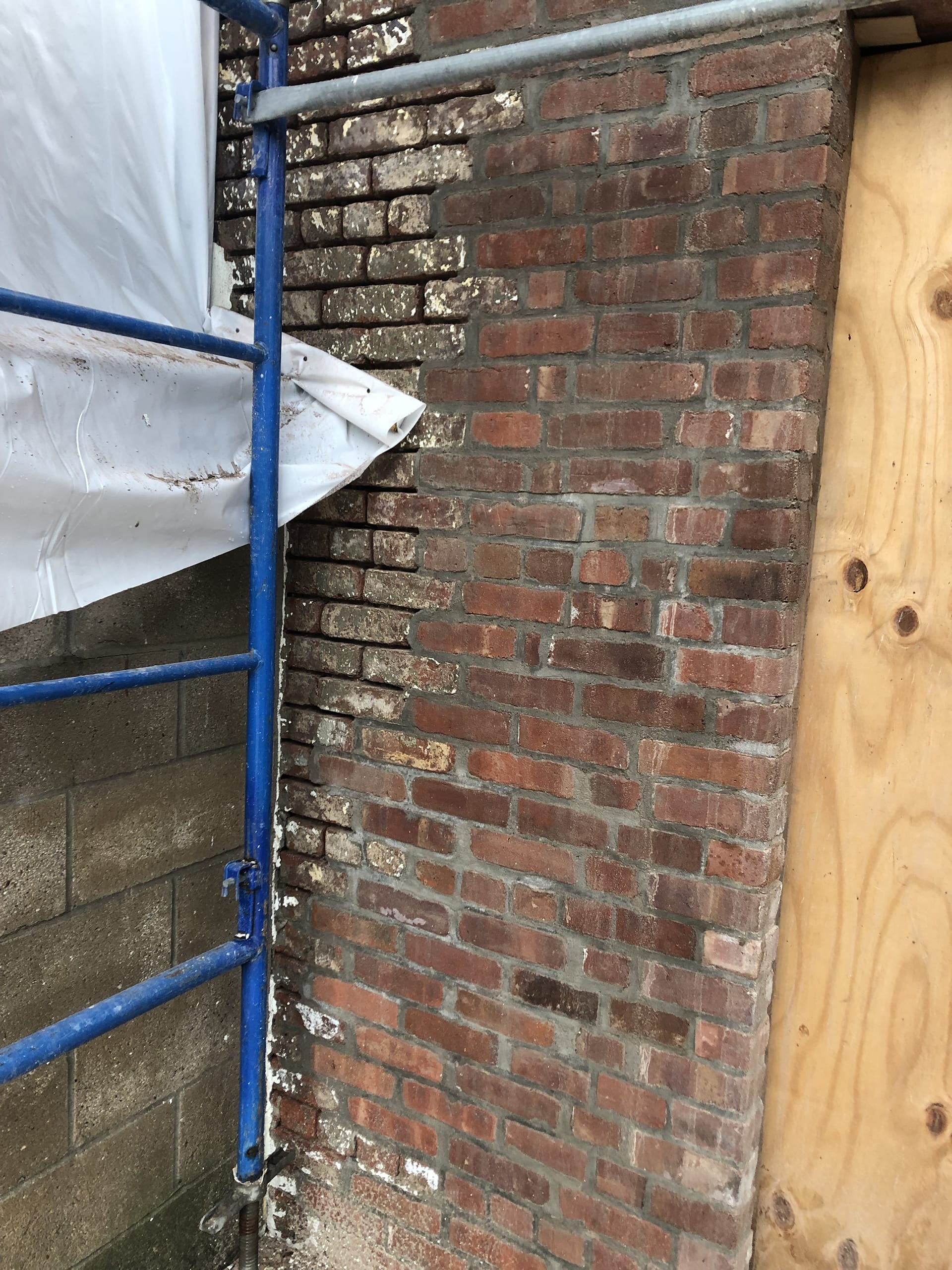 Restored brick along a window opening