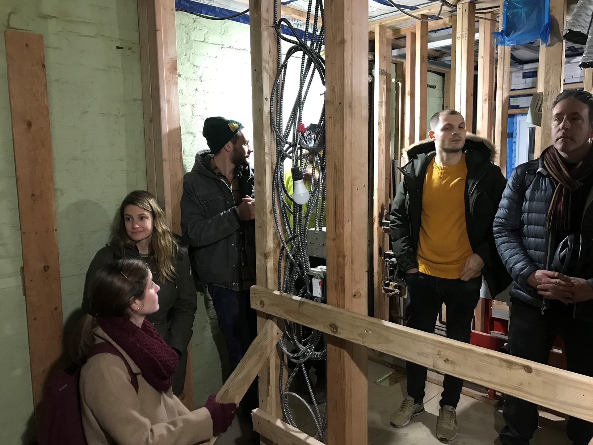 CCNY students tour a Brooklyn Heights Passive House construction site.