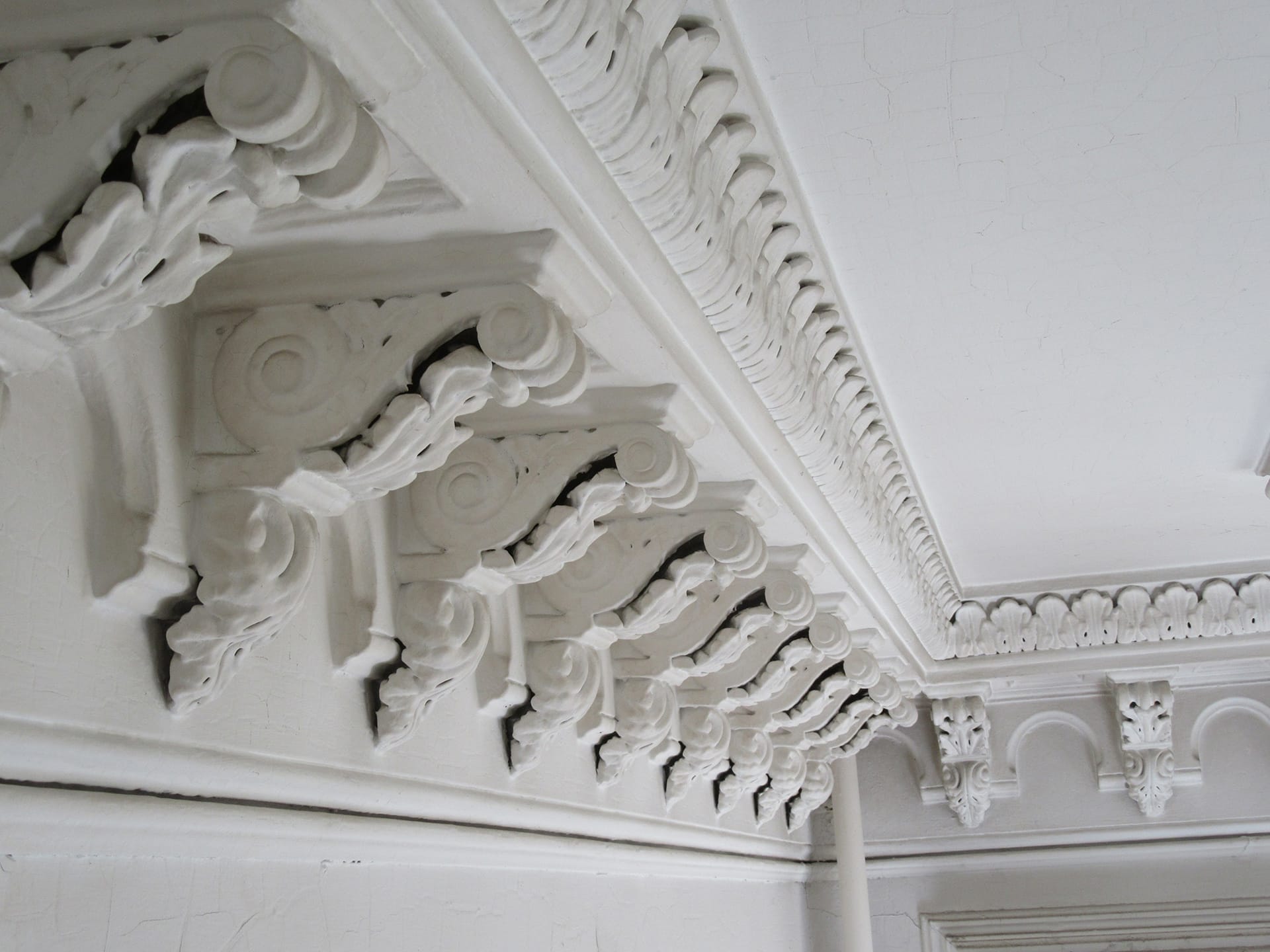 Plaster crown molding details in a Carroll Gardens home.
