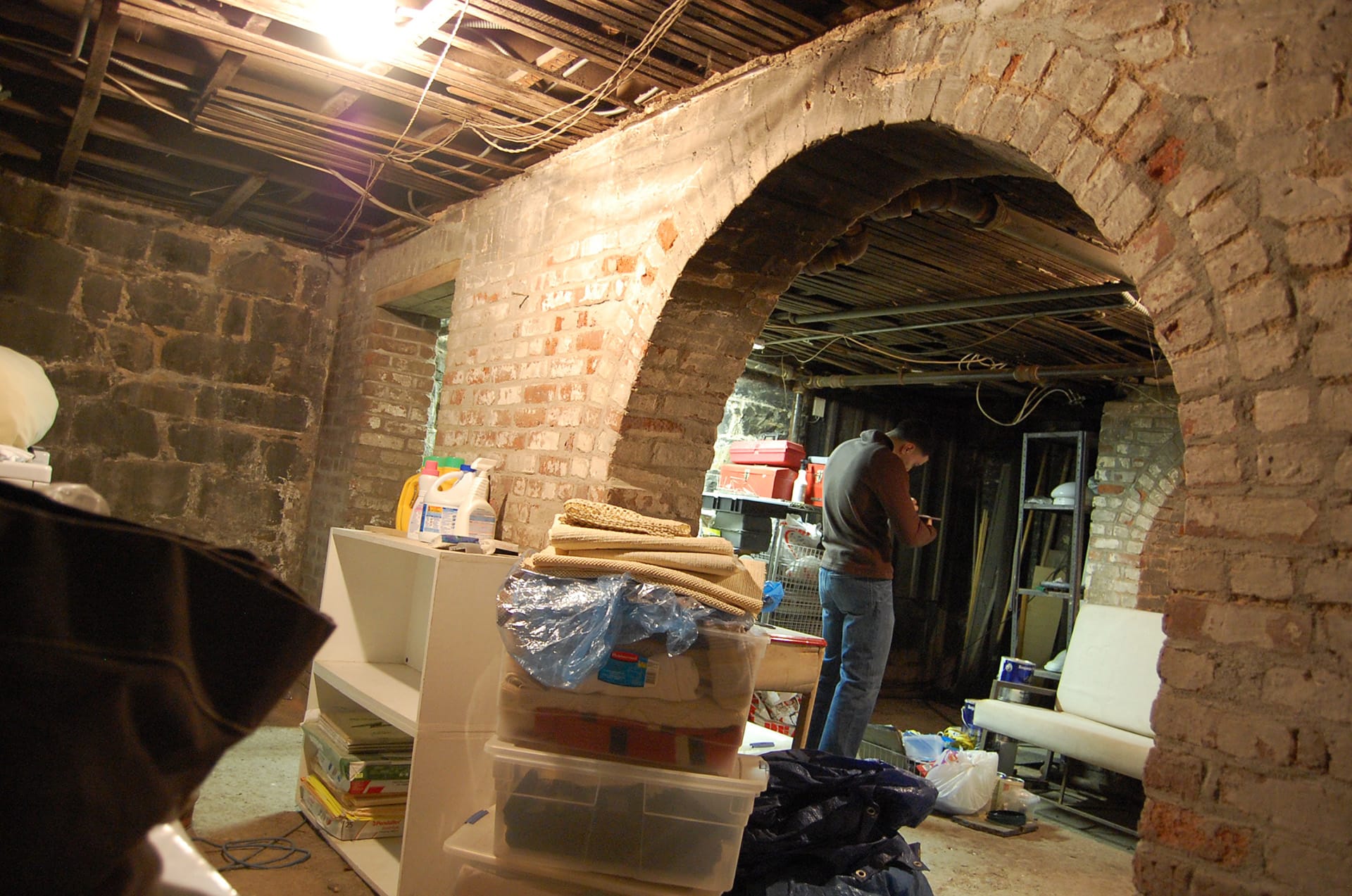 Original stone archway in the basement of a Brooklyn Heights home
