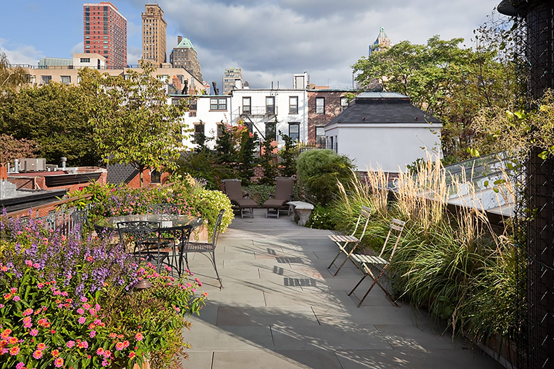 Landscaped roof deck of a Brooklyn Heights carriage house after our renovation