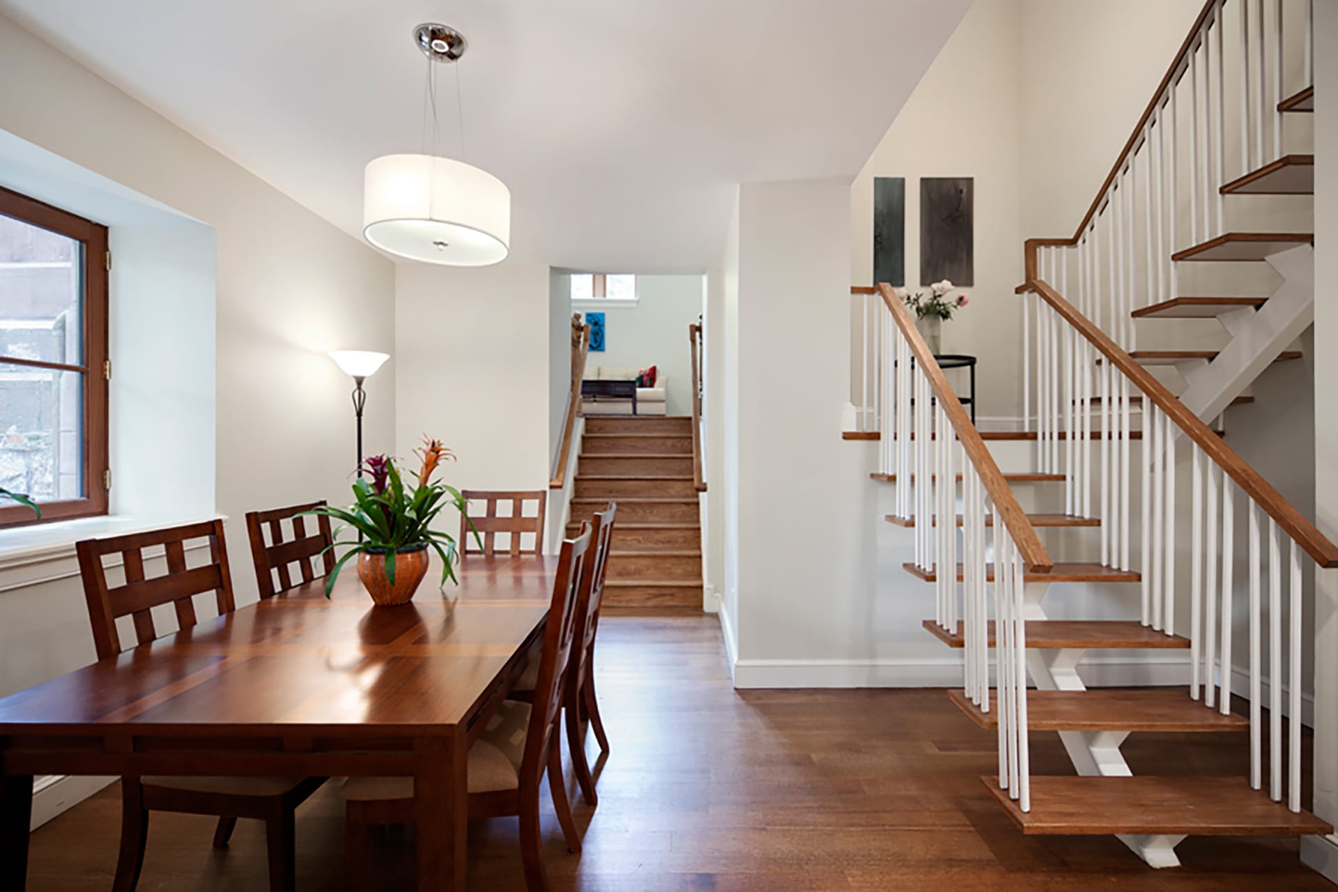 Dining area in a Brooklyn adaptive-reuse condo building