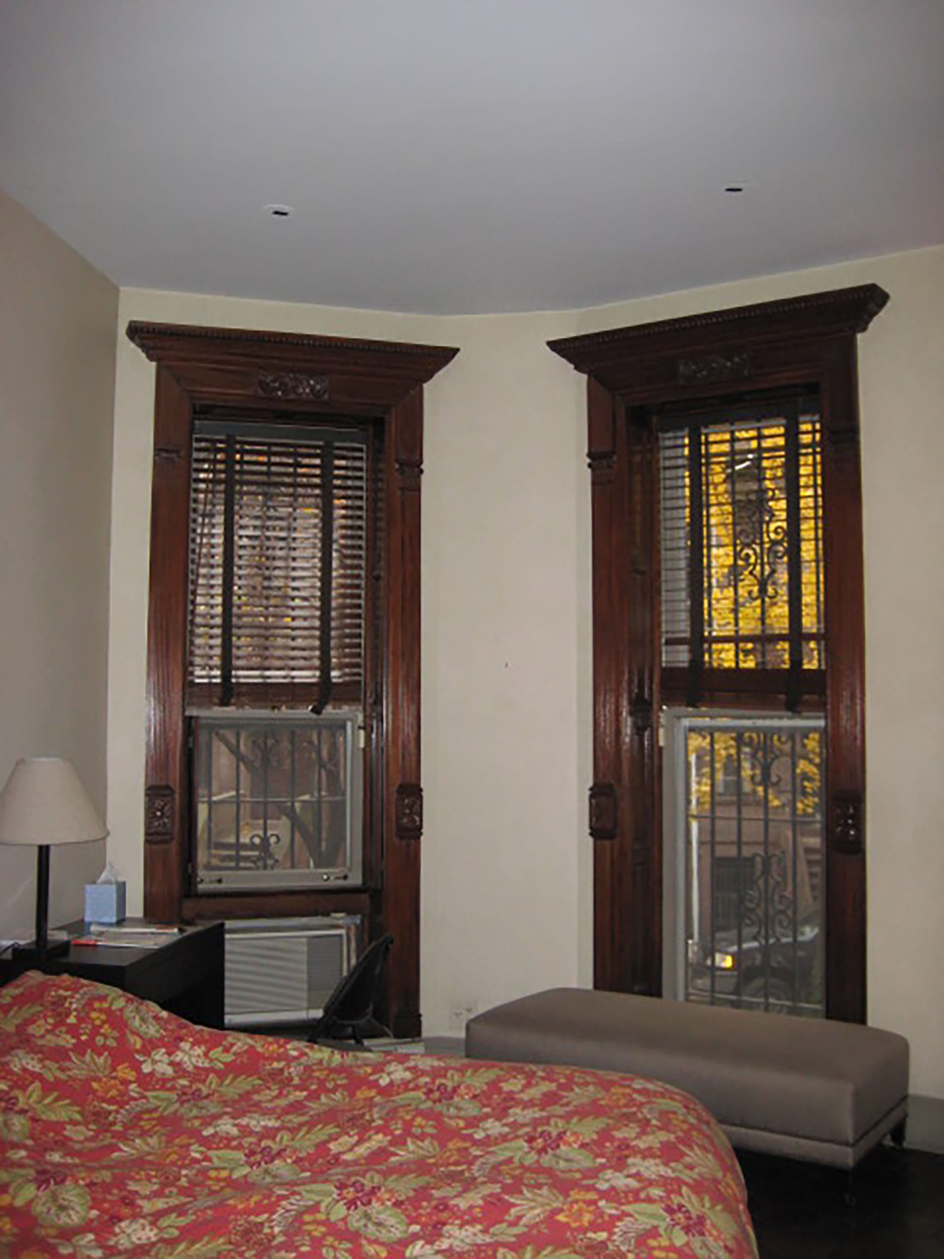 Room with bay windows at the front of an Upper West Side home before our renovation.