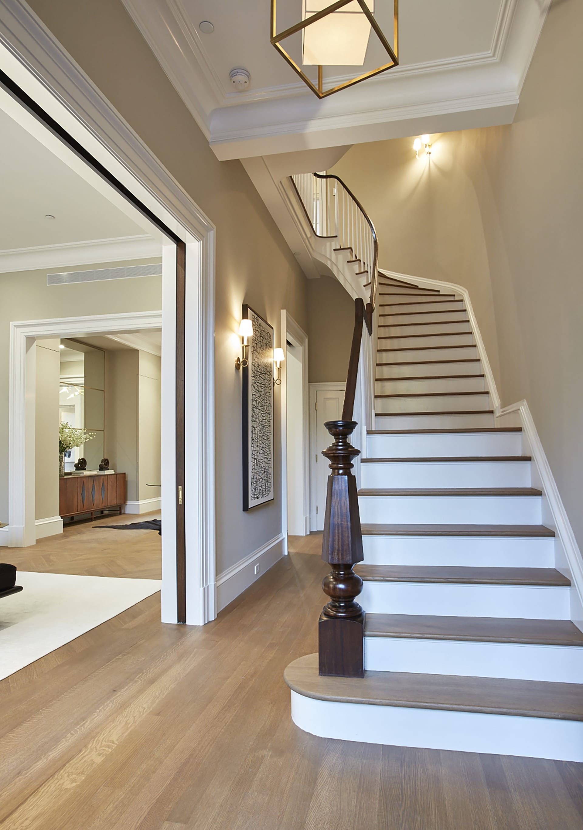 Stair hallway in the foyer of a Brooklyn Heights Passive House.