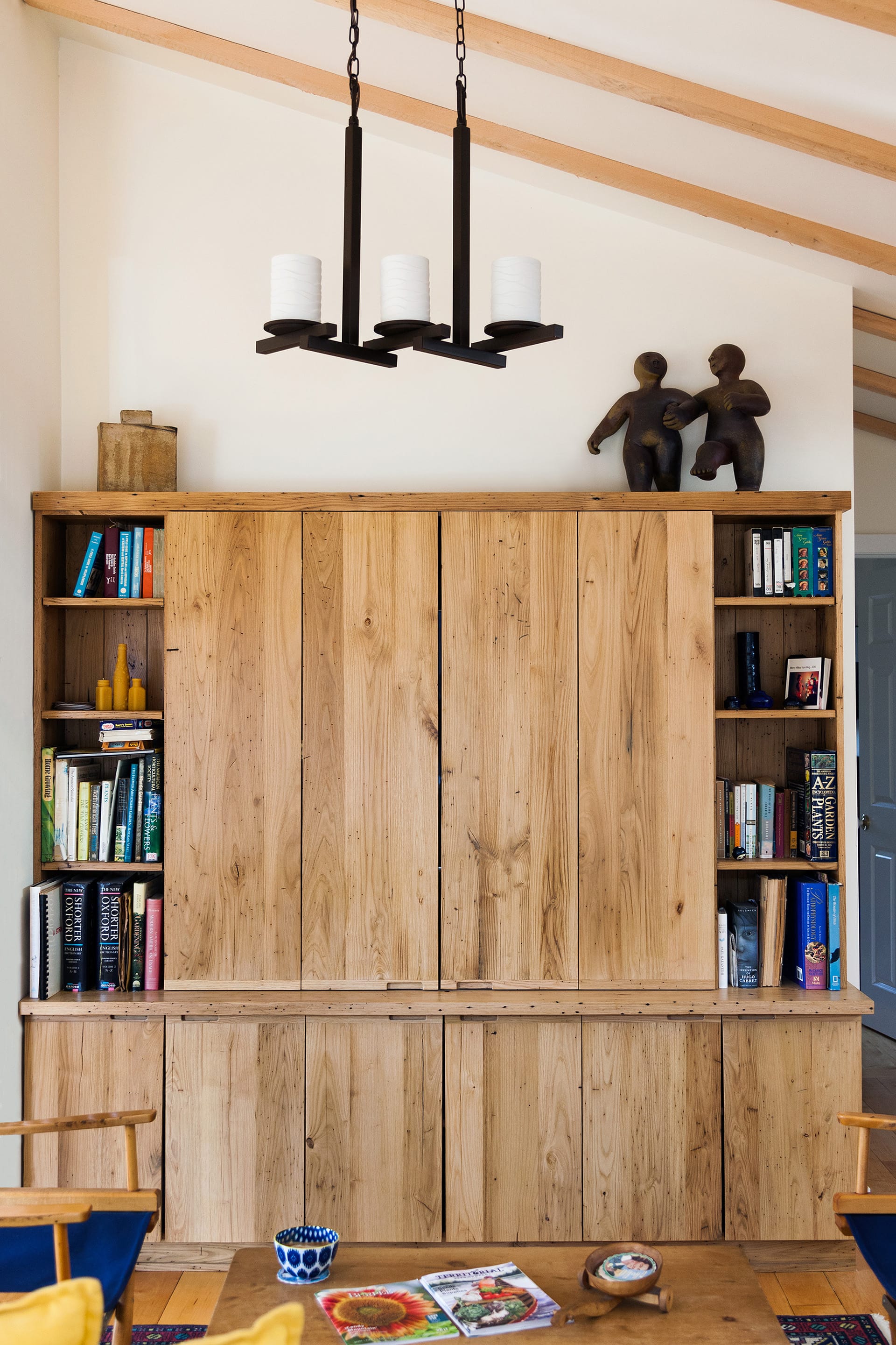 Wooden bookshelf and cabinets in a South Kent, Connecticut home